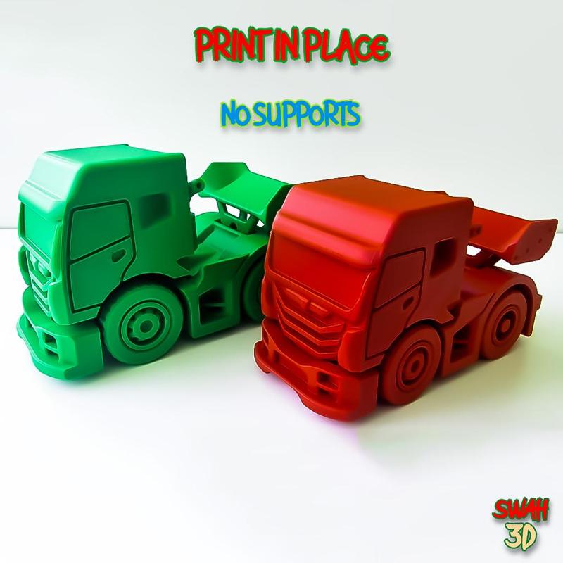 Mechanical Racing Truck - print in place, no supports