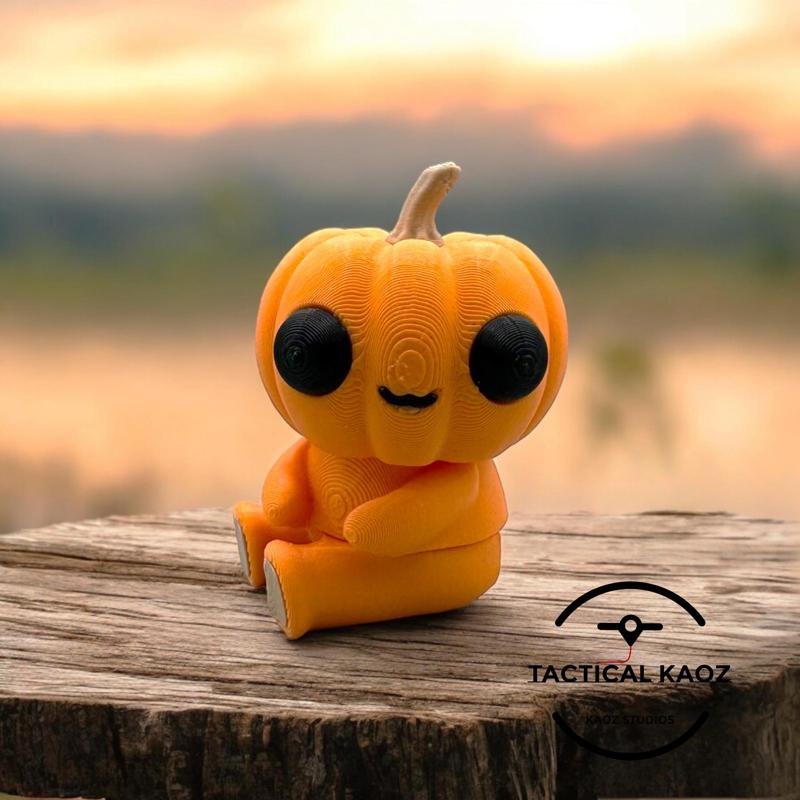 Wiggly Pumpkin Pal – Articulating Flexy Mini No supports or AMS- Keychain