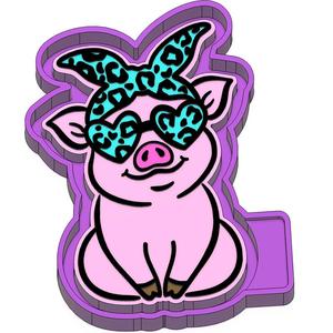 Summer Pig with Heart Sunglasses Freshie STL Mold Housing