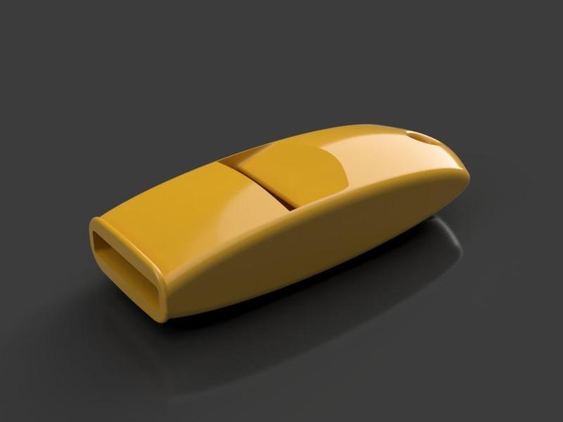 Extremely loud and compact emergency whistle
