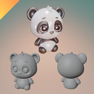 Cute Cartoon Panda – 3D Printable Animal Figurine with Big Eyes