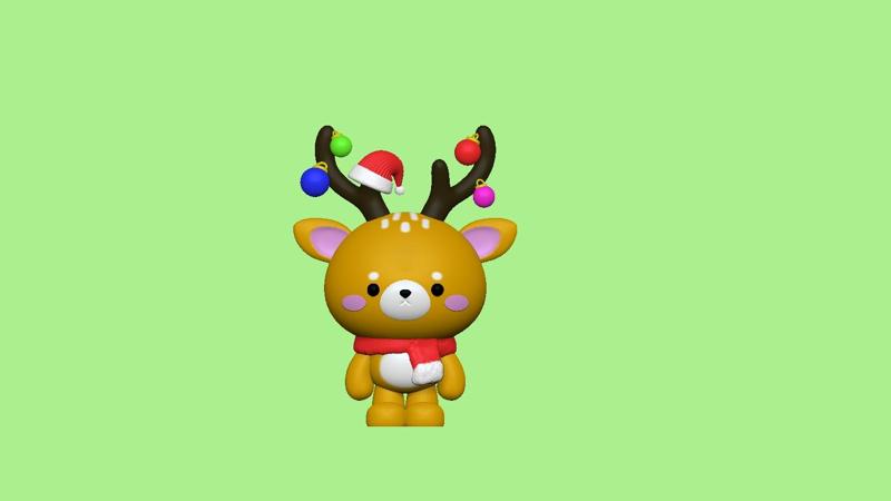 christmas stag, Santa, Christmas, ornament, Santa Claus, deer, tree, art toy, animal, children, toy, pig, rabbit, horse, cow, panda, cat, frog, puppy, gift, cute, snowman, chick, elephant, Characters, figures,