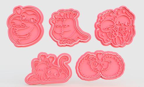 Valentine Day cute animals cookie cutter of 5