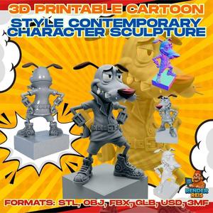 Courage the Cowardly Dog: Modern and Rebel 3D Printable Model