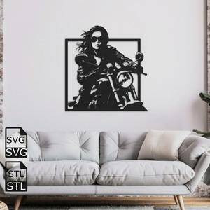 Female Bike Rider 2D Wall Art STL SVG
