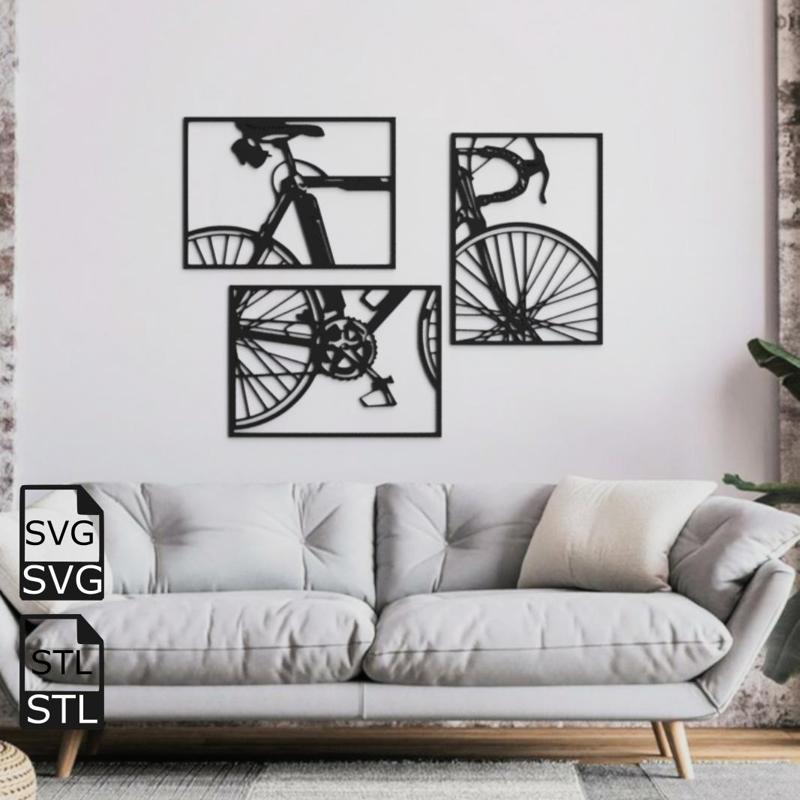Bicycle 2D Wall Art STL SVG