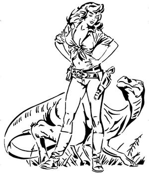  Girl and Dinosaur stencil