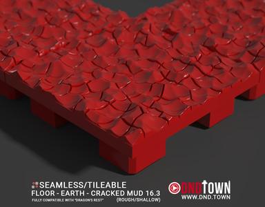 Floor - Earth - Cracked Mud 16.3 (ROUGH/SHALLOW) - 3D Modular Dungeon Tile - DnD Town Minis (www.dnd.town)