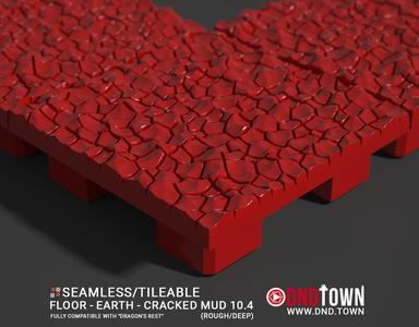 Floor - Earth - Cracked Mud 10.4 (ROUGH/DEEP) - 3D Modular Dungeon Tile - DnD Town Minis (www.dnd.town)