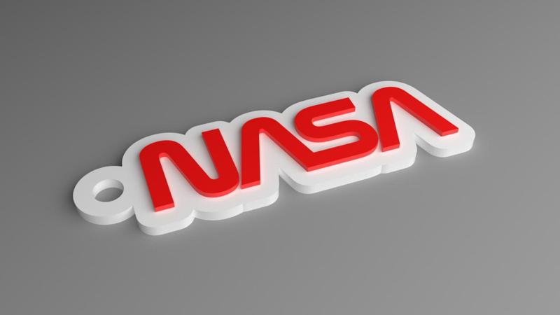 NASA Keyring - Worm Logo Contoured (Raised)