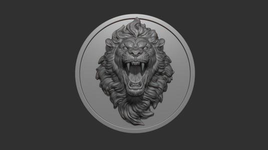 Lion with an open mouth
