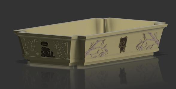 Bonsai Pot with Bamboo and Bear