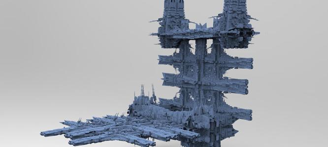 Sci-Fi City dystopia base Grid ground