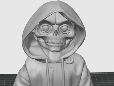 skull wearing a hoodie