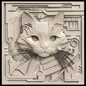 3D Model STL File for CNC Router/Laser & 3D Printer A Cat with Hacker Skills 1