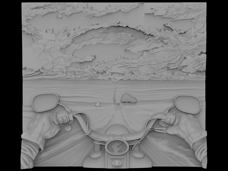 3D Model STL File for CNC Router/Laser & 3D Printer Biker Road