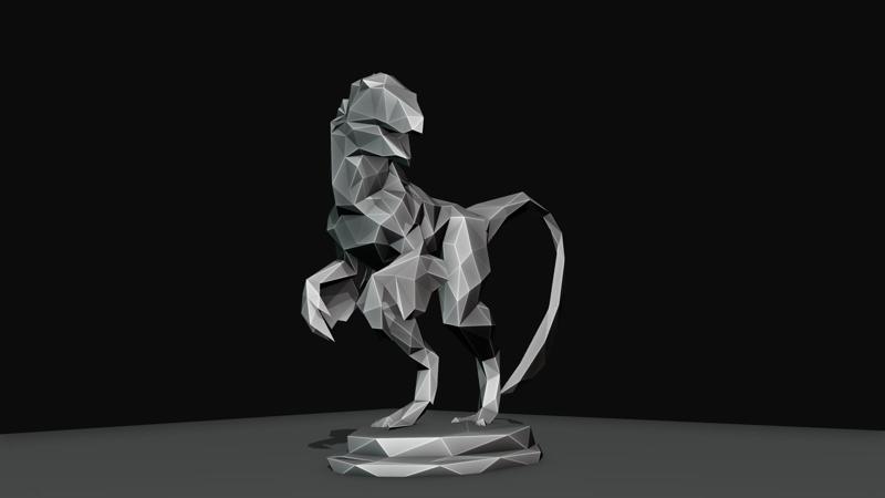 velociraptor roaring low poly stl