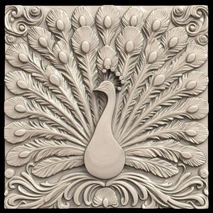 3D Model STL File for CNC Router/Laser & 3D Printer A Peacock with Feathers that Create Optical Illusions