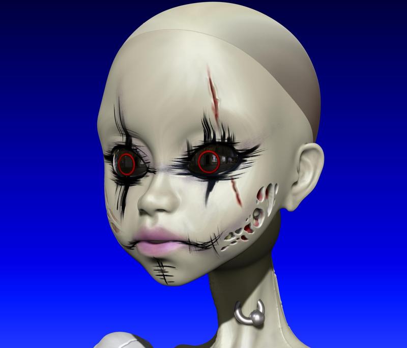 Doll bjd head Zombie walking dead