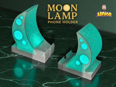 Moon Phone Stand with LED Base and Crater Design