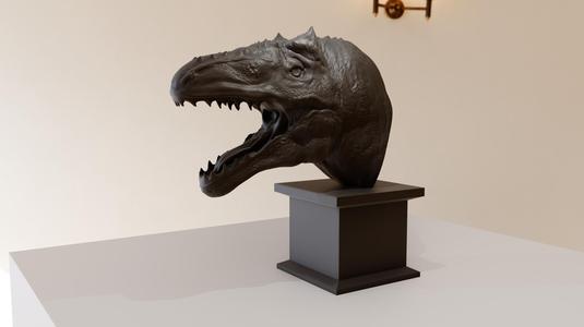 allosaurus roaring dinosaur head bust stl