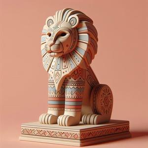 1029 Laughing African Lion with Majestic Mane - Full-Color Totem 3D Model, pug, dachshund, poodle, cat, dog, monkey, zebra, animal, armadillo, lion, fox, faun, pomeranian, troll, platypus, majestic, sculpture, fantasy, crocodile