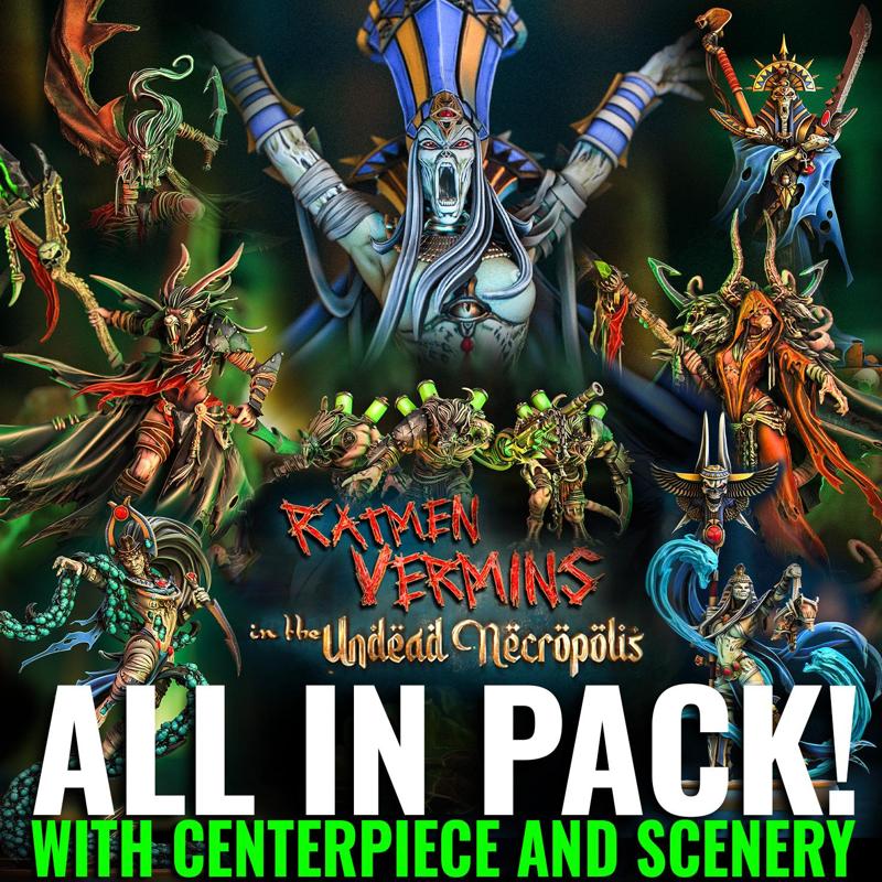 Ratmen Vermins in the Undead Necropolis (with Centerpiece and Scenery)
