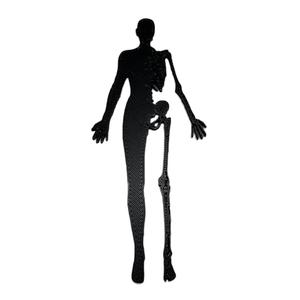 2D Half Skeleton Half Body Outline, Silhouette, STL & SVG