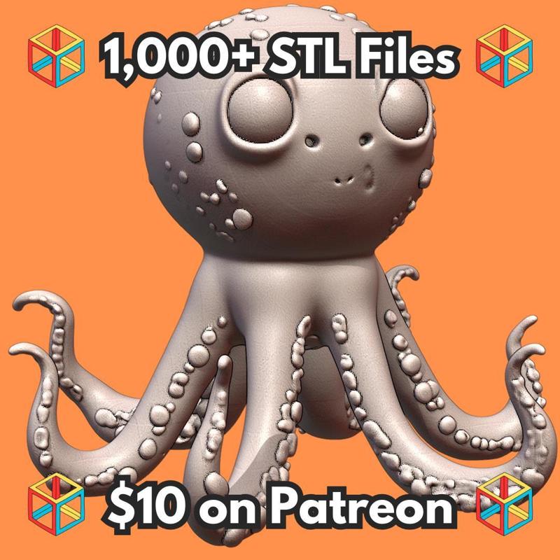 Adorable Cartoon Octopus with Bubbles and Tentacles MineeForm FDM 3D Print STL File