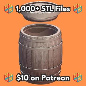 Medieval Barrel Shaped Container with Removable Lid MineeForm FDM 3D Print STL File   