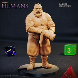 Human Barkeep Miniature - Pre-Supported