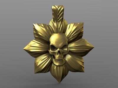 Flower skull pendant 1