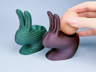 Egg Holder Bunny (Smooth & Knitted), Easter Toy   
