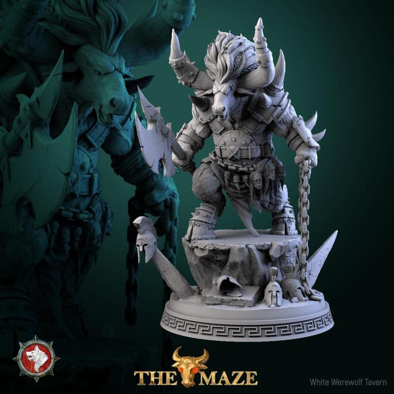Minotaur 32mm and 75mm heroic miniature pre-supported