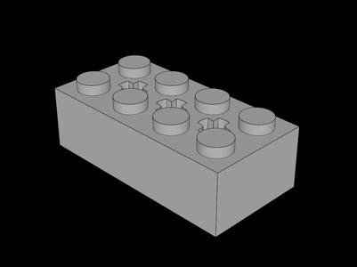 Lego Compatible (39789.dat) Brick  2 x  4 with  3 Axleholes Vertical   