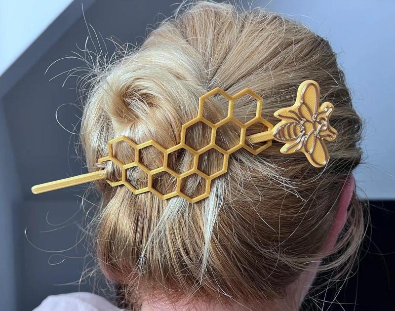 Bee & Honeycomb Slide Hair Clip   