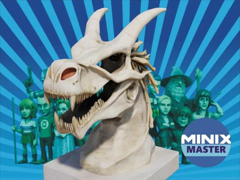 skeletal dragon head sculpture   