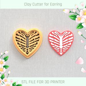 Valentine's Day Heart Lung Bones POLYMER CLAY CUTTER