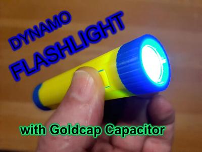 Battery-free dynamo flashlight with gold-cap capacitor   