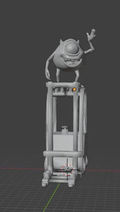 mike wazowski on forklift phone stand   