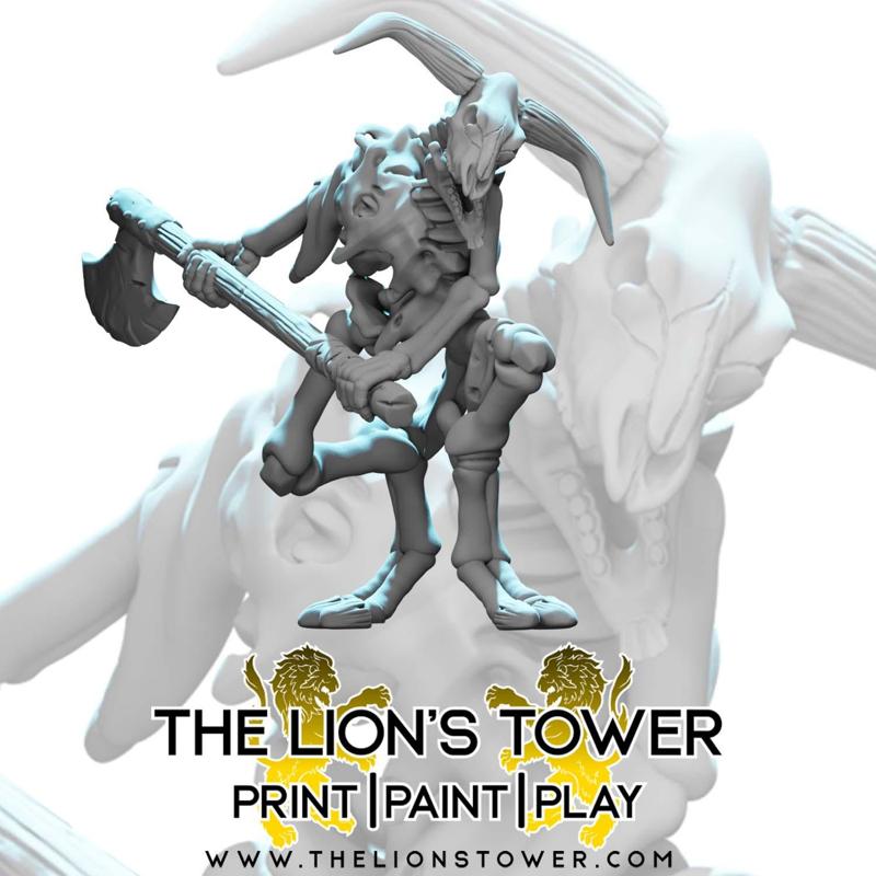 Skeletal Minotaur 1 (32mm scale large presupported miniature)
