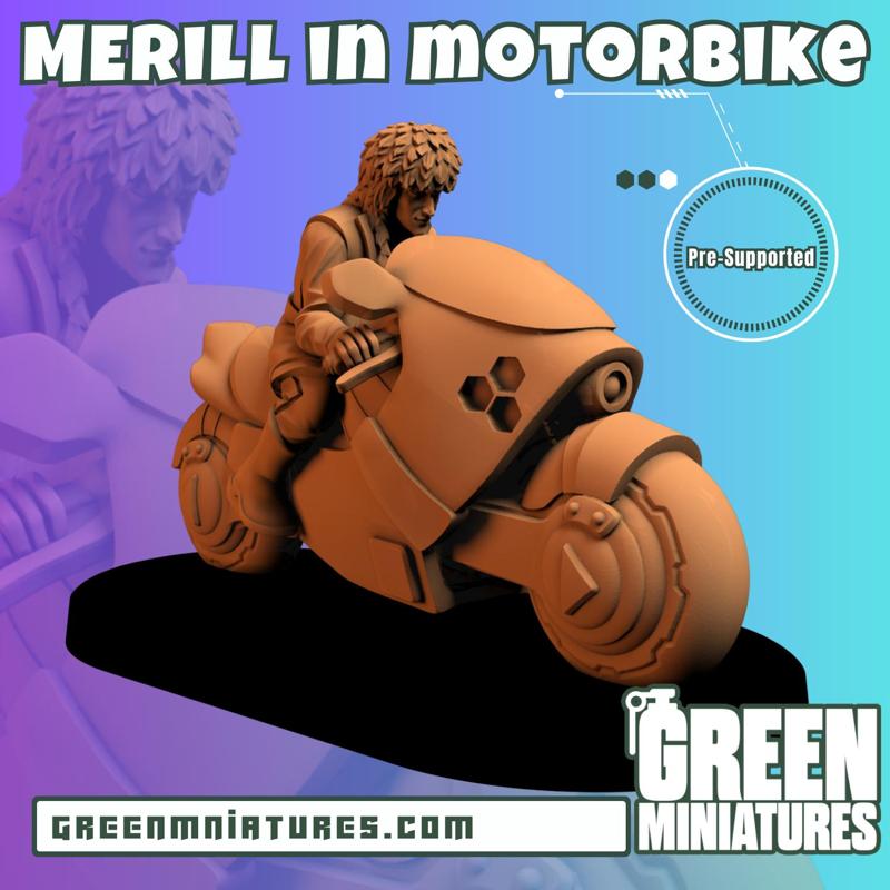 Merill in motobike- Cyberpunk