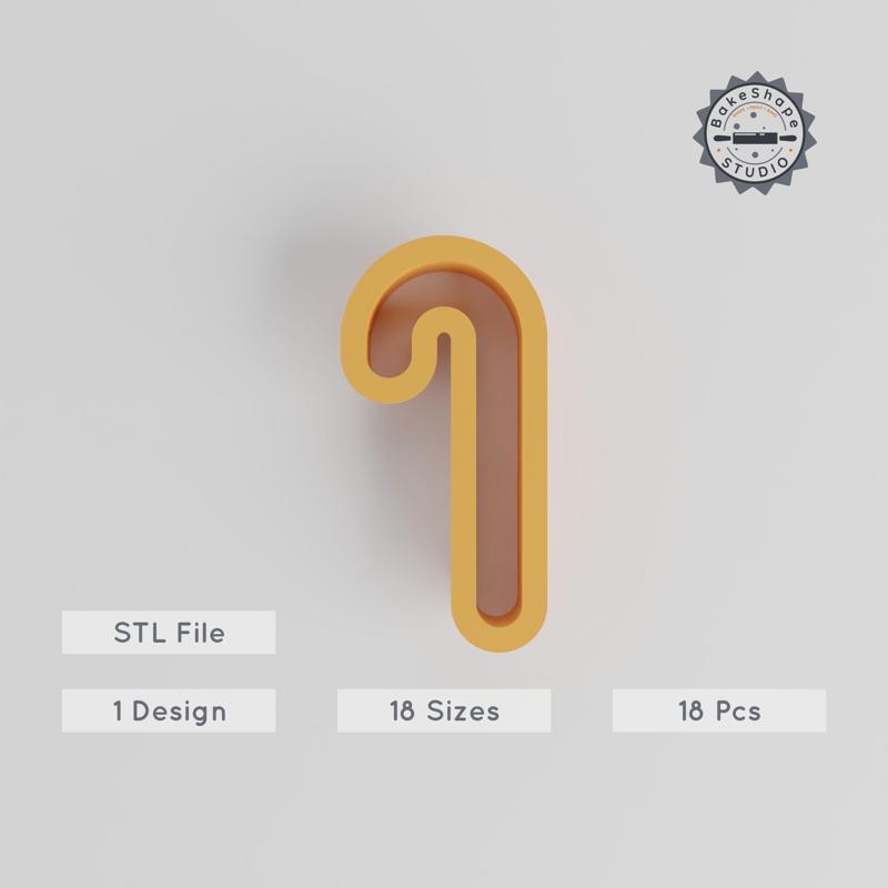 Candy Cane Shape Cutter Set, 18 Sizes 0.75"-5.00", Cookie & Fondant Cutter, Christmas & Holiday Baking, Peppermint Stick Mold PRODUCT_4380