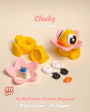Cute duck fidget clicker - no support, print in place