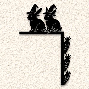 bunny rabbit witch halloween door topper wall art home decor