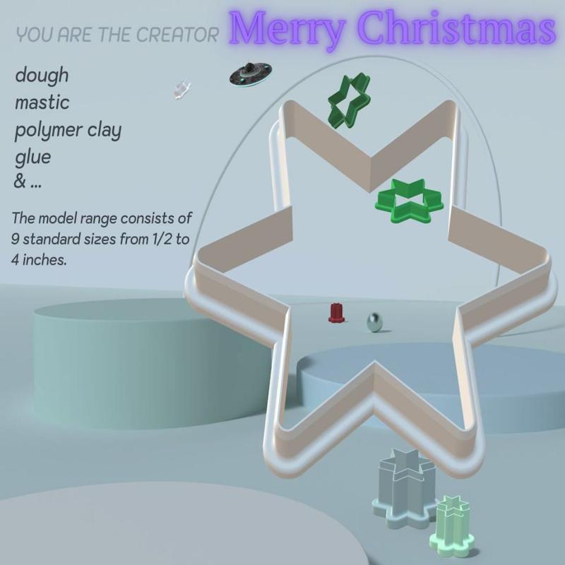 CHRISTMAS STAR СOOKIE СUTTER FROM MINI TO LARGE.   SIX POINTED STAR  #2