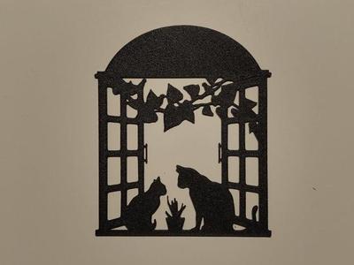 cats in a window - wall art