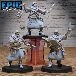 Medieval Cleric Monk Set ‧ DnD Miniature ‧ Tabletop Miniatures ‧ Gaming Monster ‧ 3D Model ‧ RPG ‧ DnDminis ‧ STL FILE