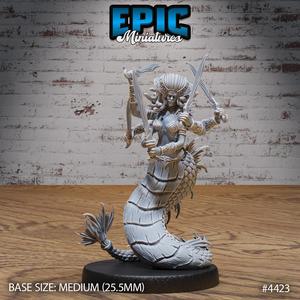Naga Queen Attack ‧ DnD Miniature ‧ Tabletop Miniatures ‧ Gaming Monster ‧ 3D Model ‧ RPG ‧ DnDminis ‧ STL FILE