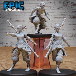 Monk Adventurer Female Set‧ DnD Miniature ‧ Tabletop Miniatures ‧ Gaming Monster ‧ 3D Model ‧ RPG ‧ DnDminis ‧ STL FILE